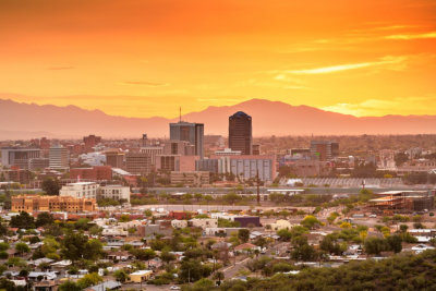 city view on a sun set