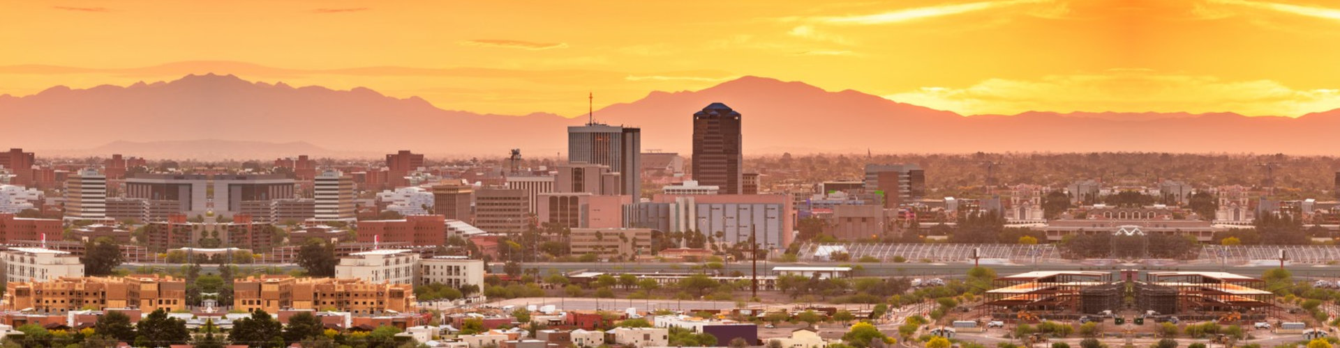 city view on a sun set